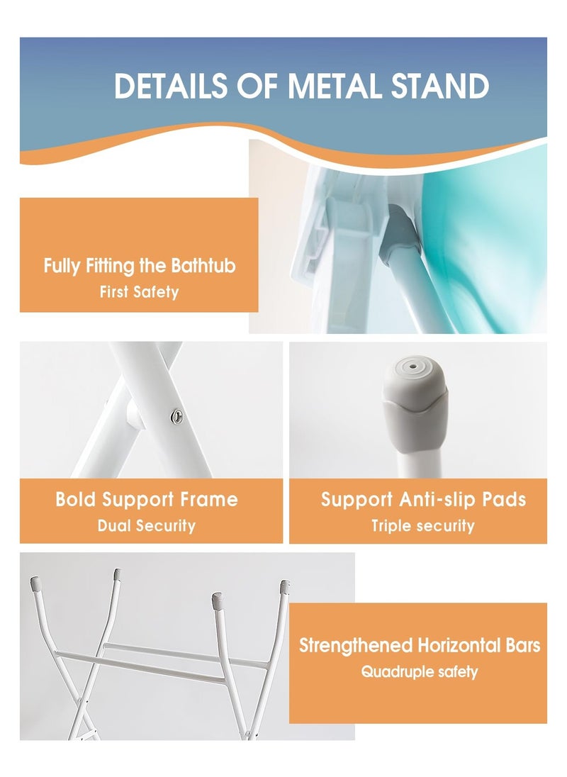 Foldable Collapsable Heightened Baby Basin Infant Shower Bathtub With Shelf Storage Rack and Wash Tube Set For Newborn Baby Child 0-6 Year