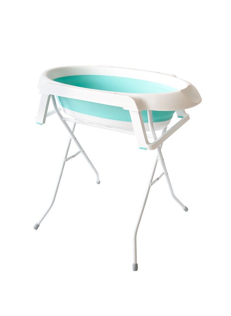 Foldable Collapsable Heightened Baby Basin Infant Shower Bathtub With Shelf Storage Rack and Wash Tube Set For Newborn Baby Child 0-6 Year