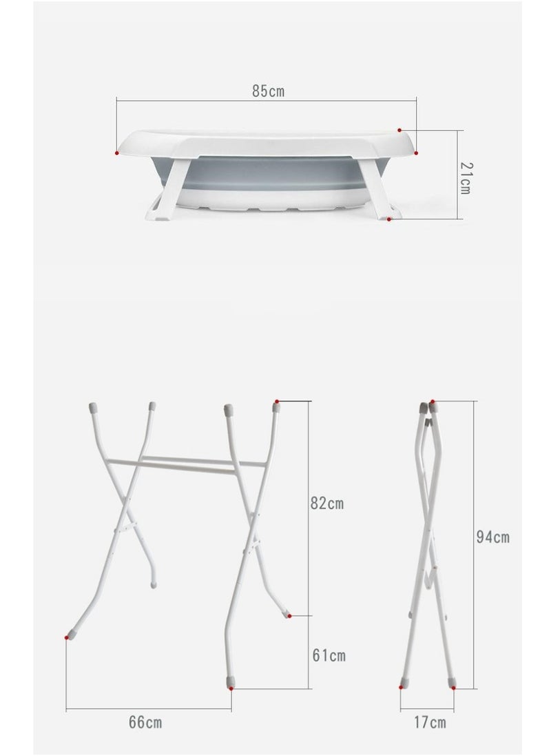 Foldable Collapsable Heightened Baby Basin Infant Shower Bathtub With Shelf Storage Rack and Wash Tube Set For Newborn Baby Child 0-6 Year