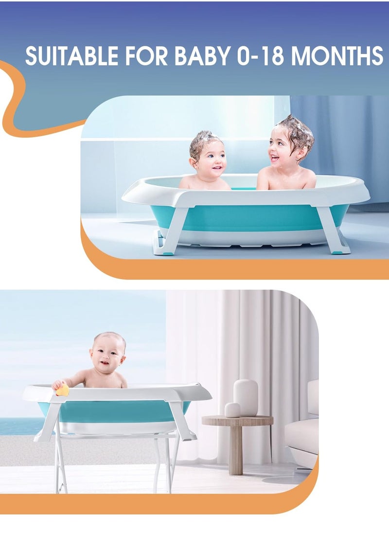 Foldable Collapsable Heightened Baby Basin Infant Shower Bathtub With Shelf Storage Rack and Wash Tube Set For Newborn Baby Child 0-6 Year