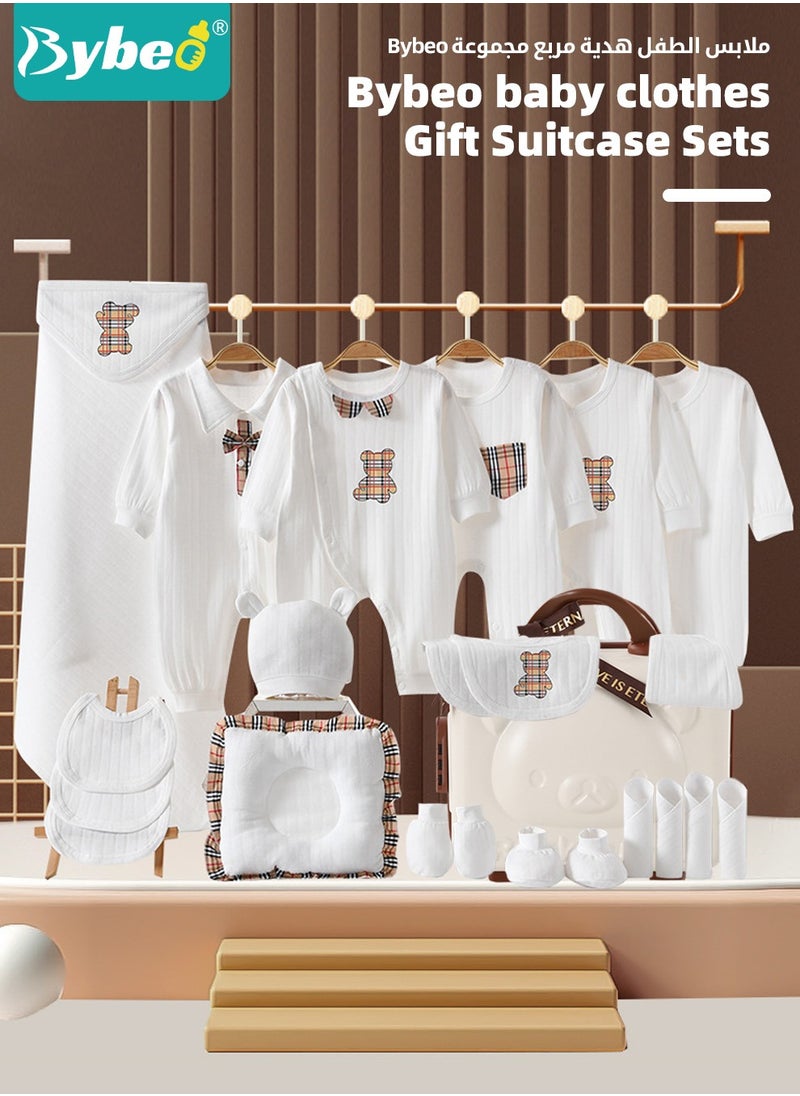23PCS Newborn Baby Gifts Set, Newborn Layette Gift Set, Baby Clothes Accessories Set for Boys and Girls, Premium Cotton, Perfect Gift Box with Beautifully Suitcase for Spring Summer Autumn Winter
