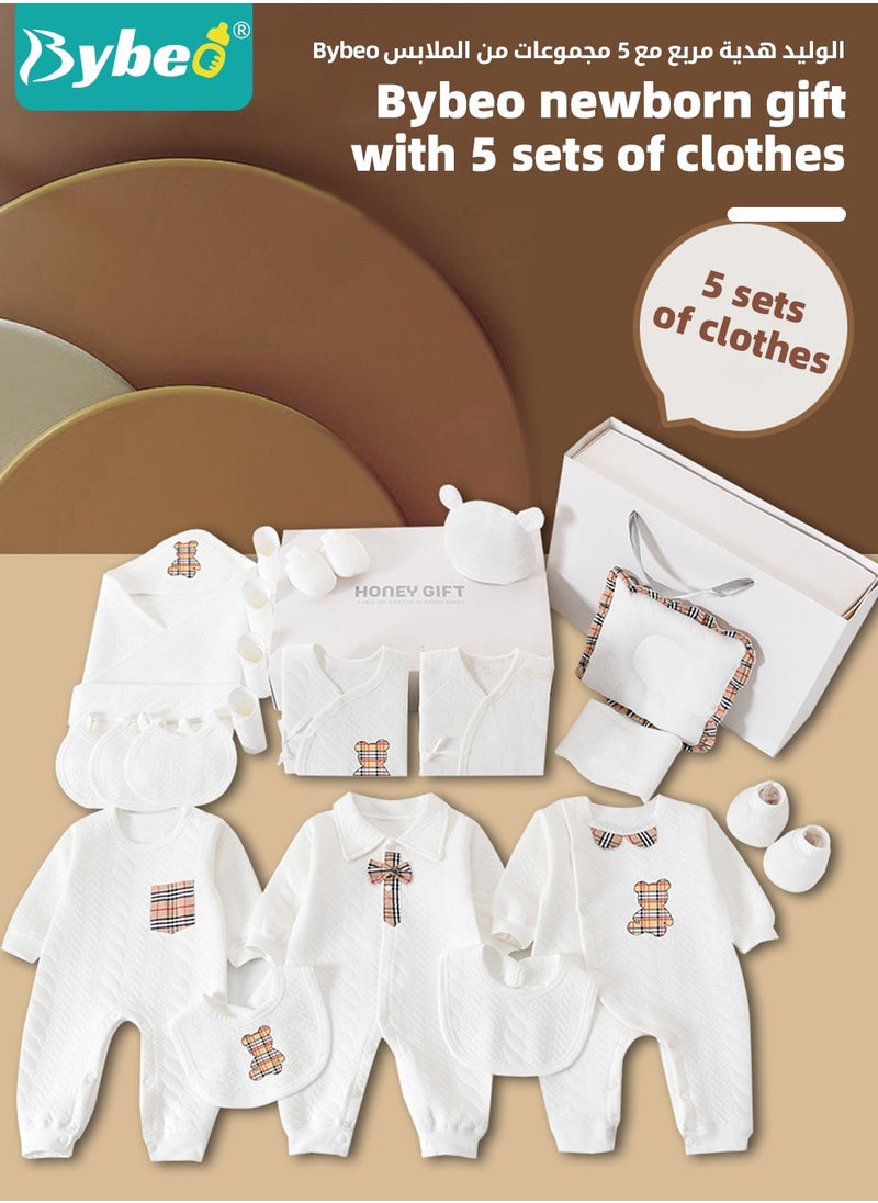 23PCS Newborn Baby Gifts Set, Newborn Layette Gift Set, Baby Clothes Accessories Set for Boys and Girls, Premium Cotton, Perfect Gift Box with Beautifully Suitcase for Spring Summer Autumn Winter