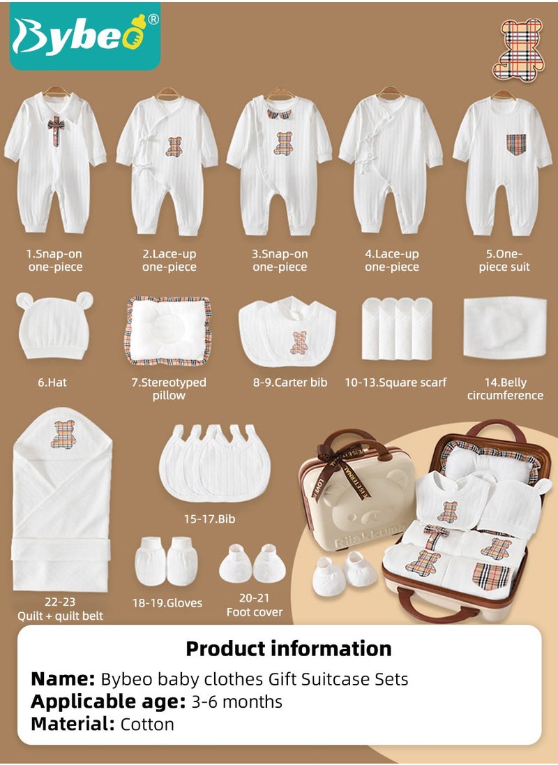 23PCS Newborn Baby Gifts Set, Newborn Layette Gift Set, Baby Clothes Accessories Set for Boys and Girls, Premium Cotton, Perfect Gift Box with Beautifully Suitcase for Spring Summer Autumn Winter