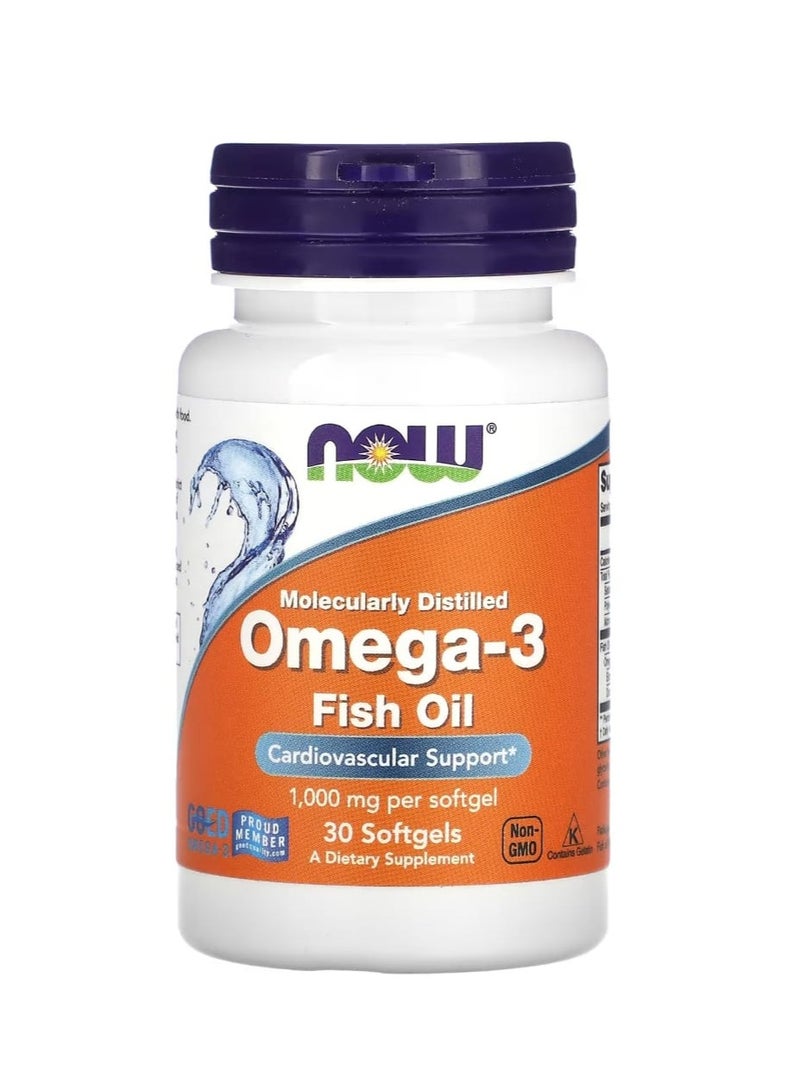 Omega-3 Fish Oil 1000 Mg 30 Softgels 1,000 Mg Per Softgel