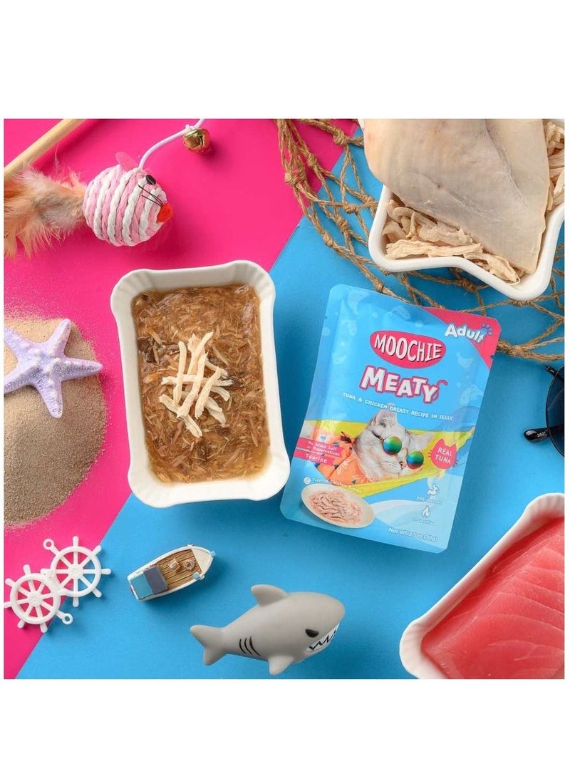 Moochie Cat Food Tuna & Chicken Breast Recipe in Jelly Pouch 12 x 70g