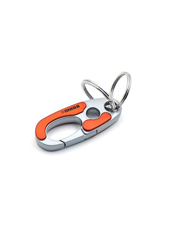 Omuda Stylish Hook Locking Silver Metal Carabiner Double Ring Hook Metal Key Chain for Men & Women