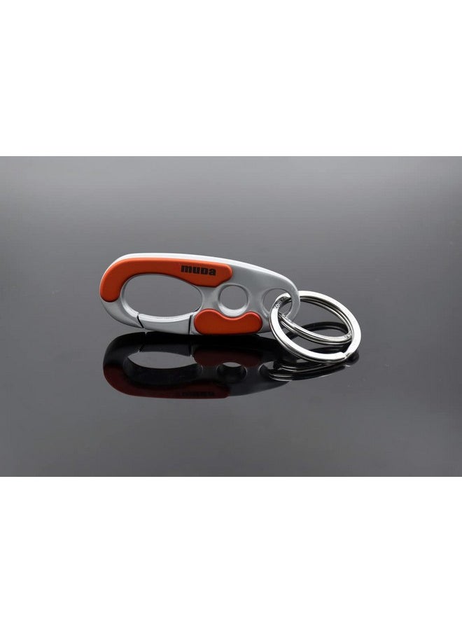 Omuda Stylish Hook Locking Silver Metal Carabiner Double Ring Hook Metal Key Chain for Men & Women