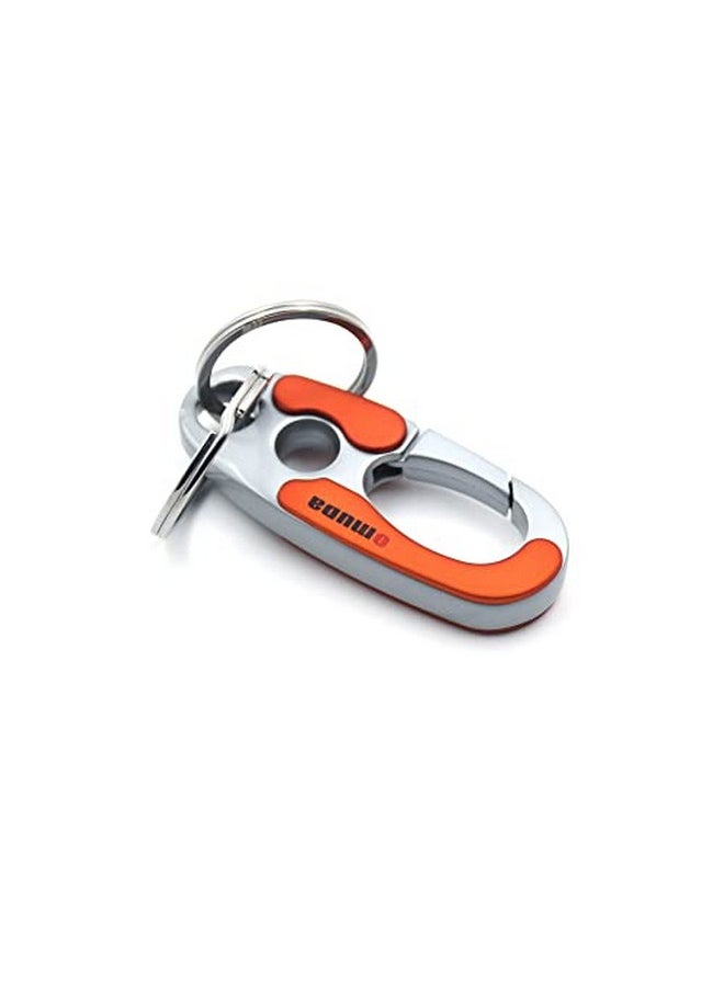 Omuda Stylish Hook Locking Silver Metal Carabiner Double Ring Hook Metal Key Chain for Men & Women