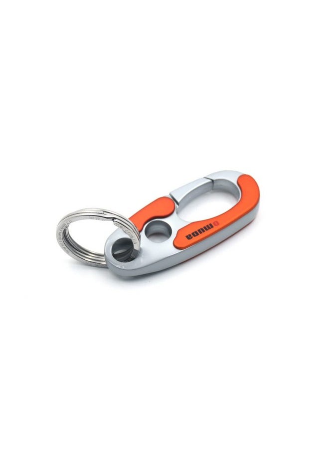 Omuda Stylish Hook Locking Silver Metal Carabiner Double Ring Hook Metal Key Chain for Men & Women