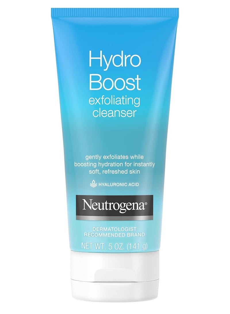 Hydro Boost Gentle Exfoliating Daily Facial Cleanser with Hyaluronic Acid, Clinically Proven to Increase Skin's Hydration Level, Non-Comedogenic Oil-, Soap- & Paraben-Free 5ounce