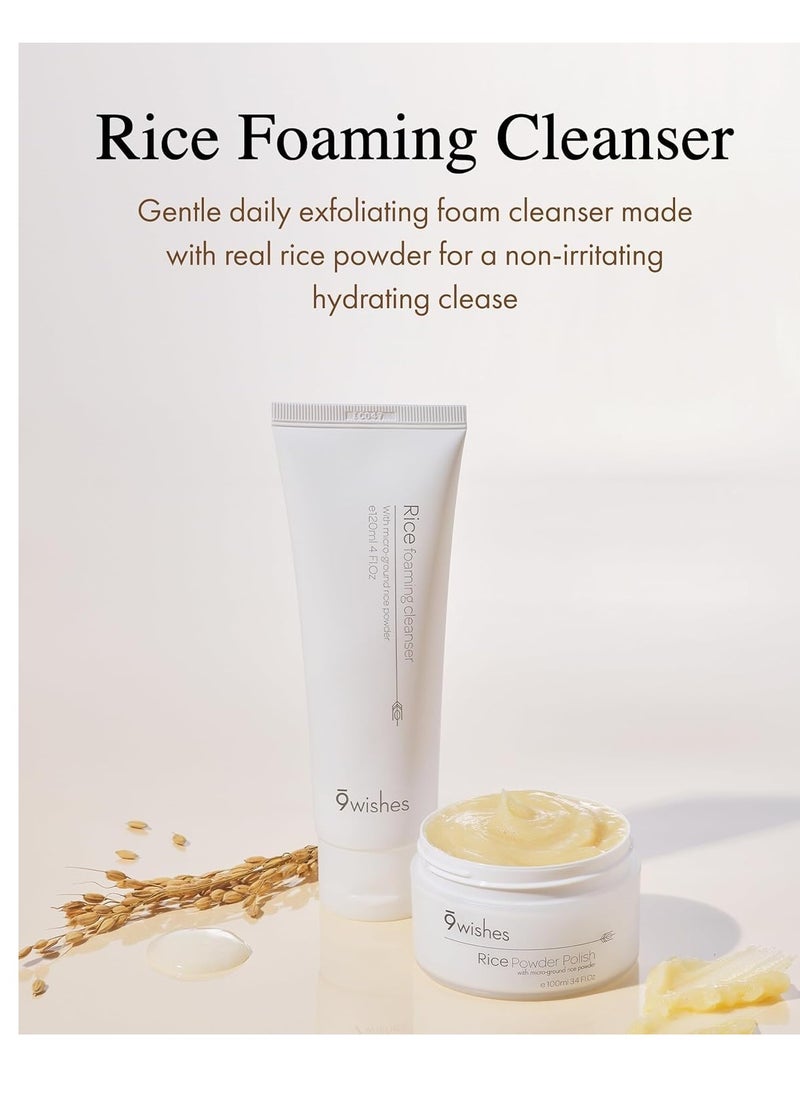 9 wishes Rice Foaming Cleanser (5.07 Fl. Oz.) - Gentle Facial Cleanser for Sebum Control and Blackhead Removal with Rice Water and Plant-Based Ingredients for a Radiant Complexion