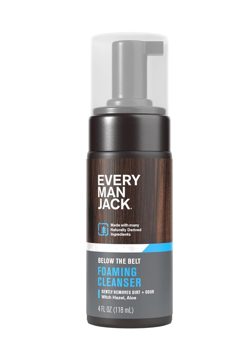 Every Man Jack Mens Foaming Groin Wash - Gentle Cleanser for Below The Belt - Made w/ Naturally Derived Ingredients like Witch Hazel & Aloe Vera - 4 Fl Oz (1 Pack)