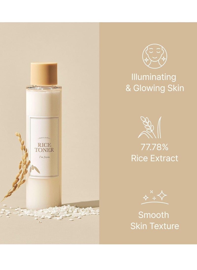 I'm from Rice Toner 1.01 Fl oz + Rice Whip Facial Cleanser 5.07 Fl oz Set, Korean Rice Toner & Rice Face Wash for dry, combination, sensitive skin, Glowing skin, Rice Facial Cleanser