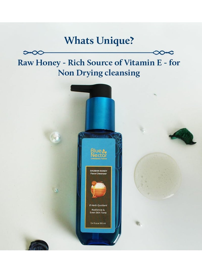 Blue Nectar Ayurvedic Honey and Aloevera Face Wash and Makeup Remover | Daily Facial Cleanser for Women and Men | All Skin Types (8 Herbs, 6.76 Fl Oz)