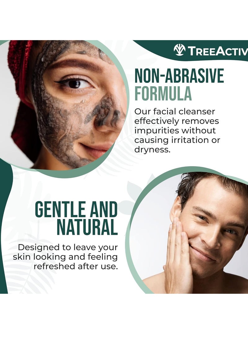 TreeActiv Acne Charcoal Face Wash 3.4 oz, Exfoliating Daily Honey & Sulfur Face Wash - Sulfur Acne Treatment Cleanser Face Soap, Mens Face Wash, Deep Cleansing Moisturizing Face Wash for Women and Men