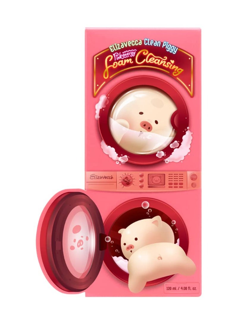 Elizavecca Clean Piggy Pink Energy Foam Cleansing 120ml/4.06 - Wash Off Face Wash/Wash off/Facial Cleanser for Oily Skin/Daily Face Wash review/Removes Make-Up