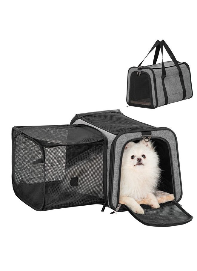 Petsfit Expandable Pet Carrier for Cat Or Puppy Up to 18 Pounds, Square Extension Add More Space, Washable Soft Pet Carrier for Home Outdoor Travel, 19