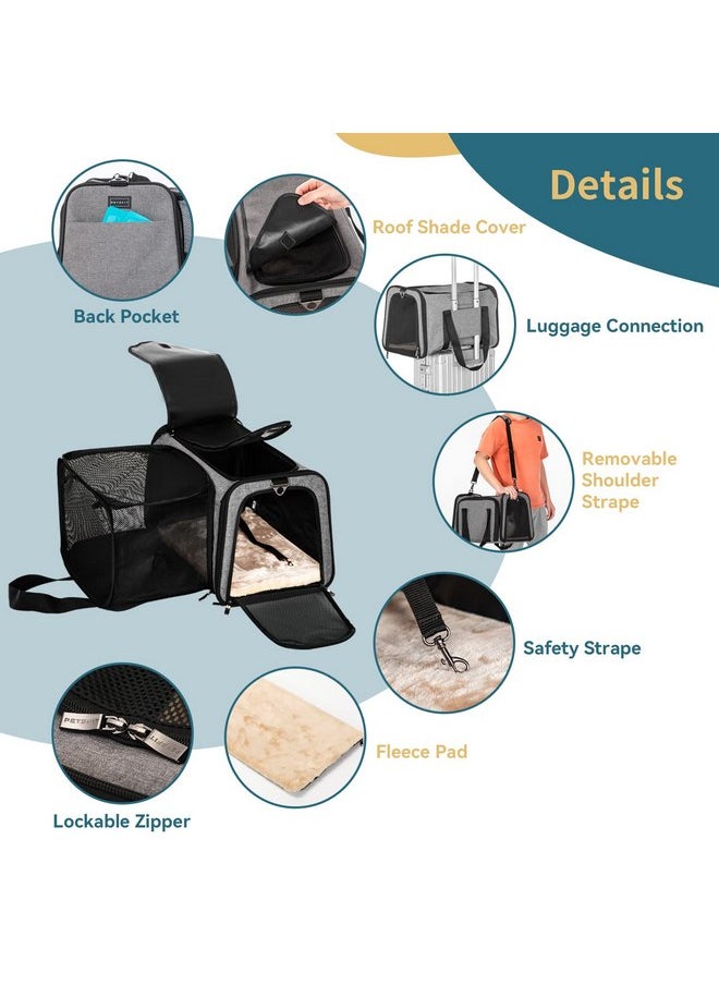 Petsfit Expandable Pet Carrier for Cat Or Puppy Up to 18 Pounds, Square Extension Add More Space, Washable Soft Pet Carrier for Home Outdoor Travel, 19