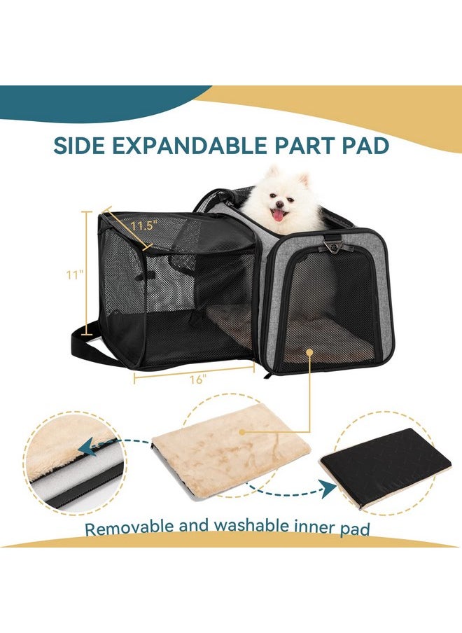 Petsfit Expandable Pet Carrier for Cat Or Puppy Up to 18 Pounds, Square Extension Add More Space, Washable Soft Pet Carrier for Home Outdoor Travel, 19