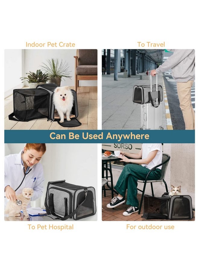 Petsfit Expandable Pet Carrier for Cat Or Puppy Up to 18 Pounds, Square Extension Add More Space, Washable Soft Pet Carrier for Home Outdoor Travel, 19