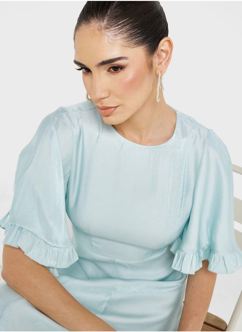 Frill Sleeve Ruffle Dress