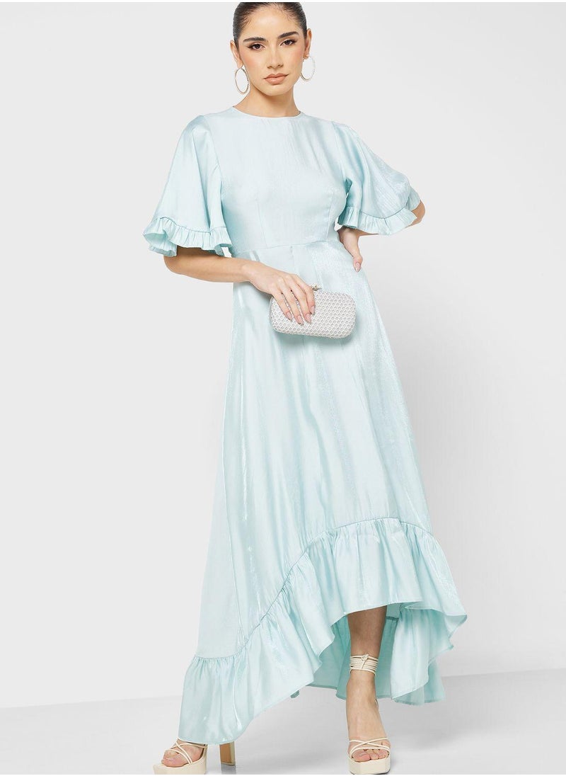 Frill Sleeve Ruffle Dress