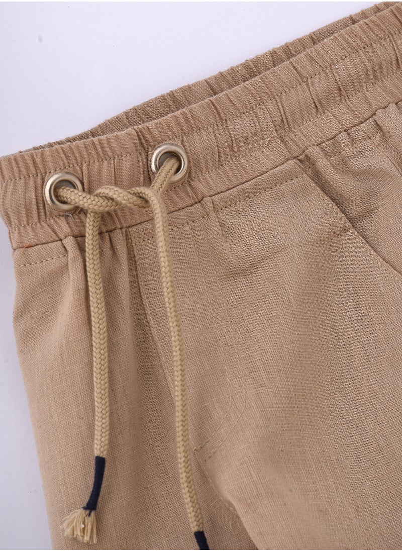 Classic Cotton Drawstring Shorts for Boys - Beige