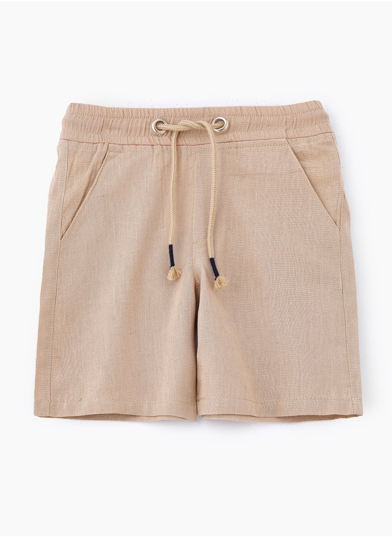 Classic Cotton Drawstring Shorts for Boys - Beige