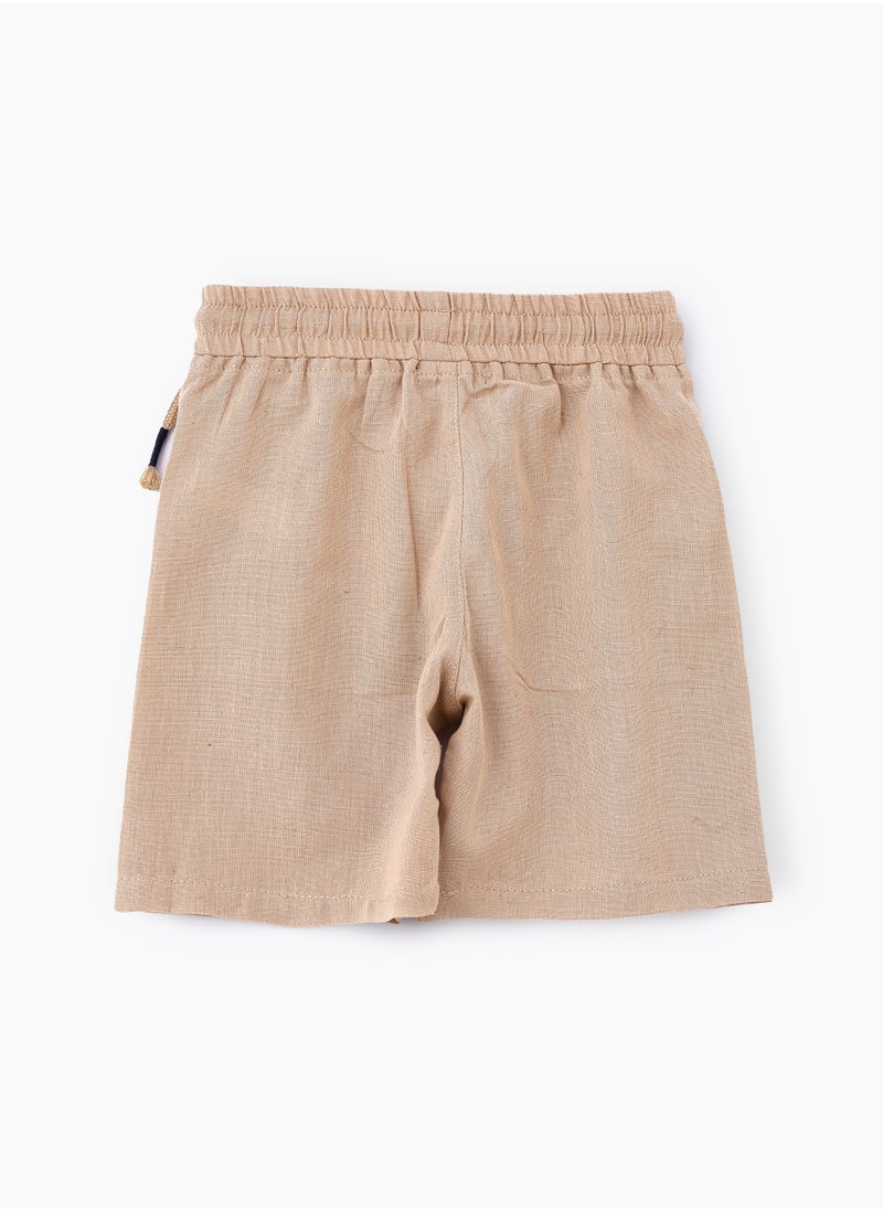 Classic Cotton Drawstring Shorts for Boys - Beige