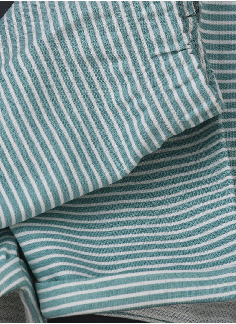 Boys' Teal Striped Cotton Shorts