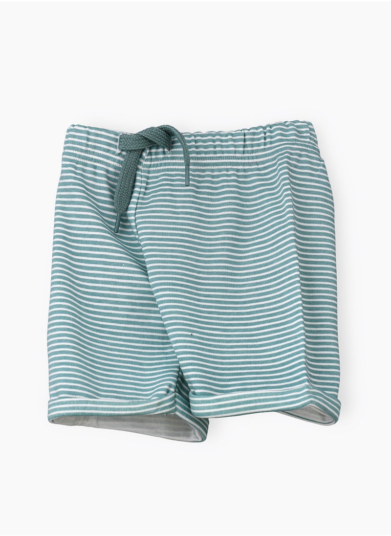 Boys' Teal Striped Cotton Shorts