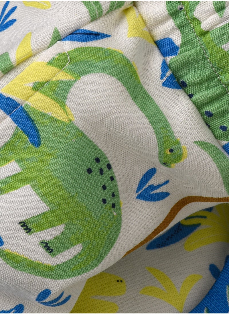 Boys' Colorful Dinosaur Print Cotton Shorts