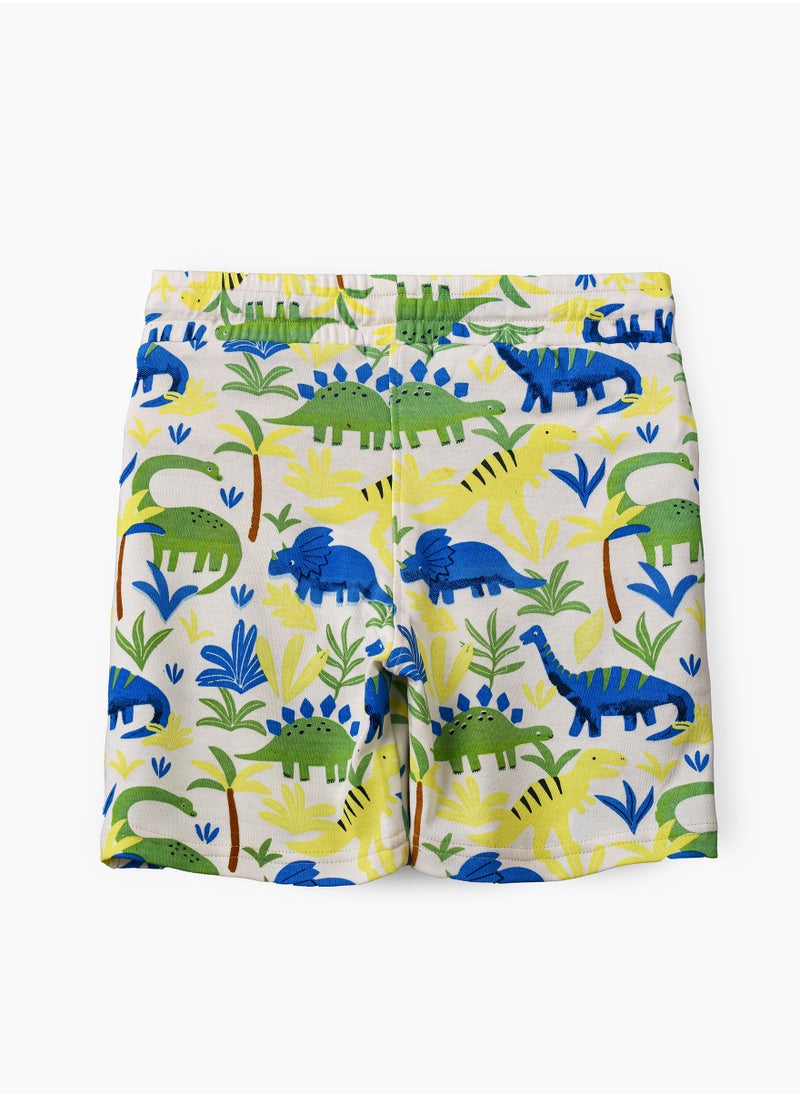 Boys' Colorful Dinosaur Print Cotton Shorts