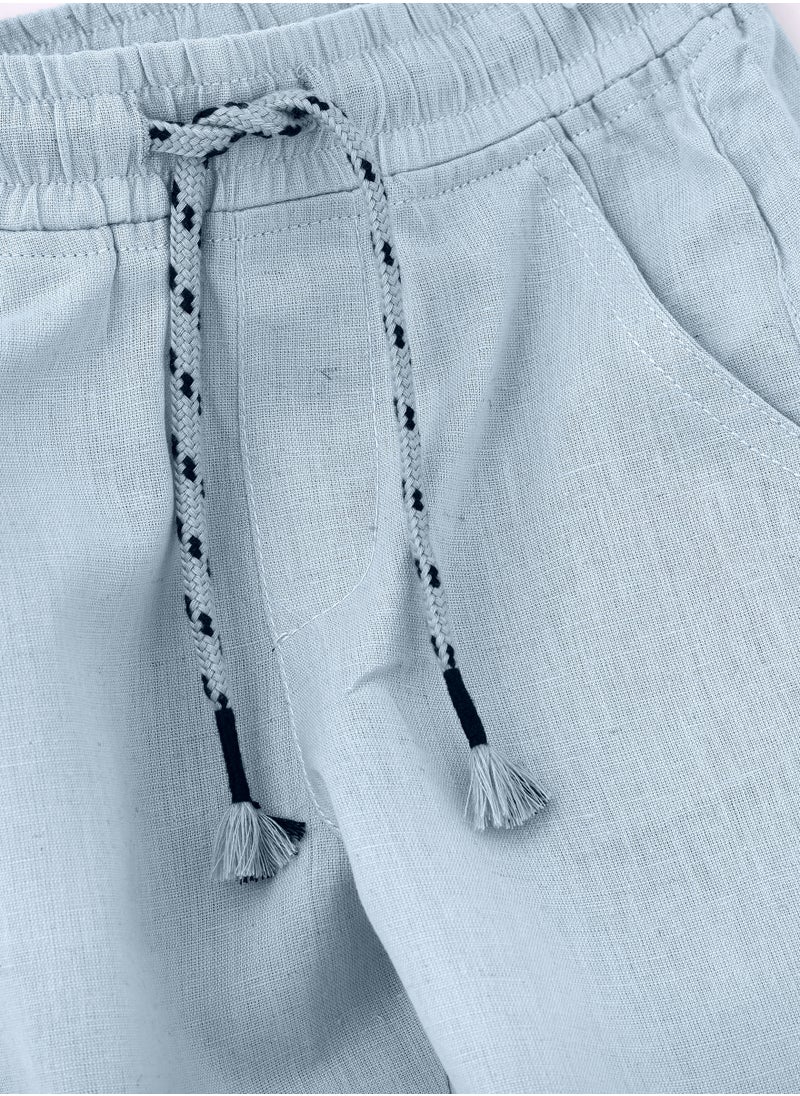 Soft Cotton Shorts for Boys - Light Blue