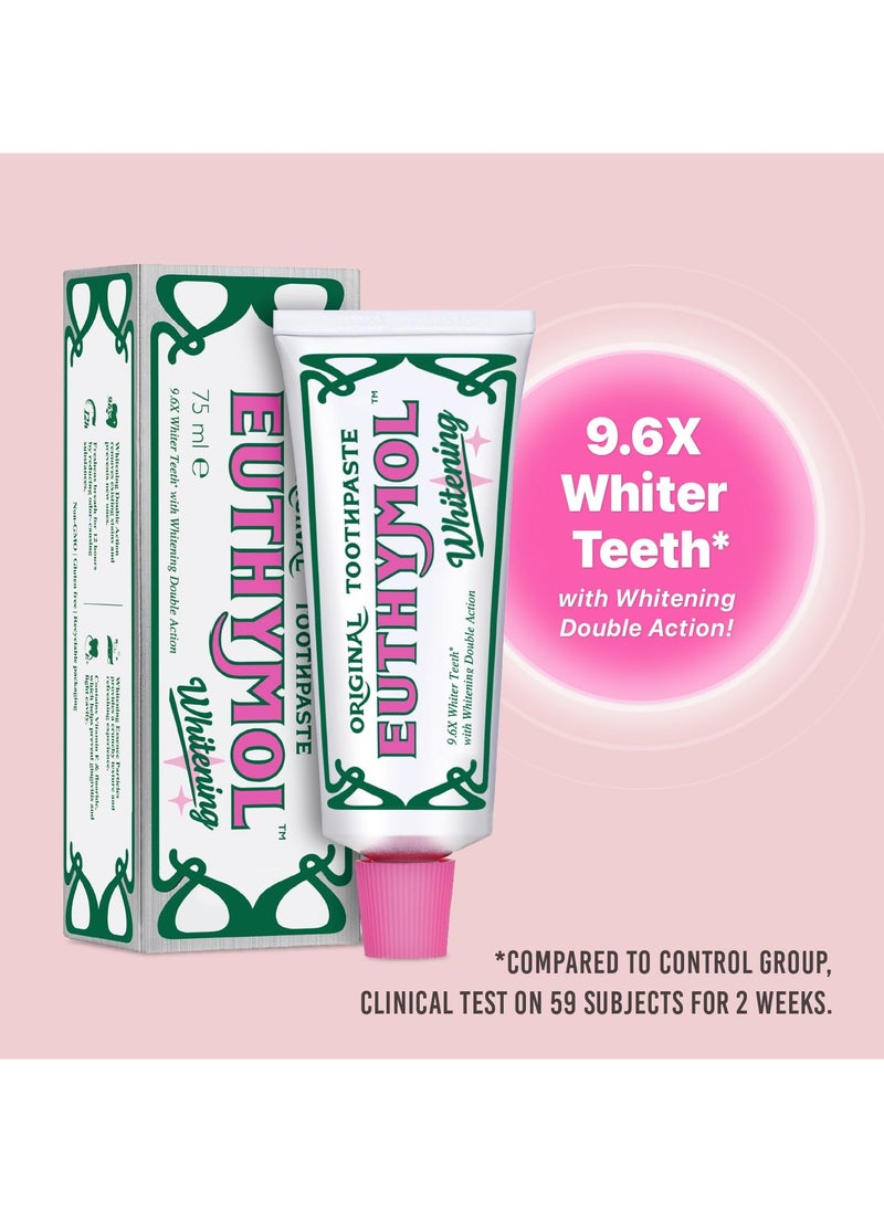 Whitening Toothpaste,Stain Removal in 2 Weeks, Long-Lasting Freshness for Sensitive Gum and Teeth. Bad Breath, Cavity Prevention,2X75ml,Pack of 2