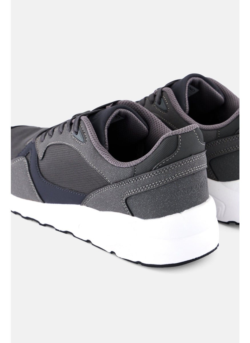 Men Lace Up Casual Shoes, Dark Grey