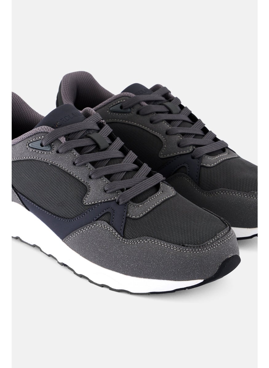 Men Lace Up Casual Shoes, Dark Grey