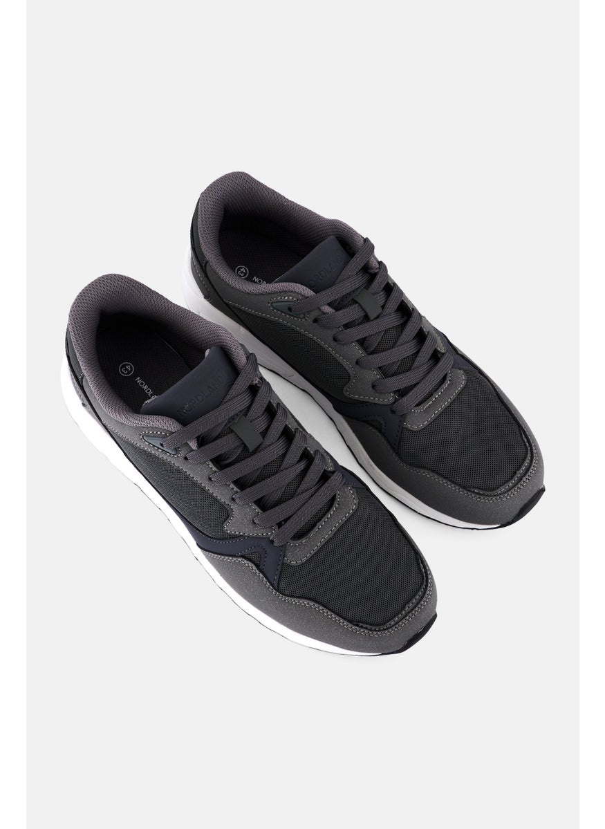 Men Lace Up Casual Shoes, Dark Grey