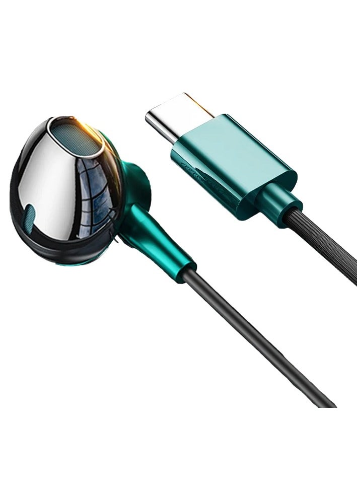 Wired Earbuds, Hifi Bass Stereo Game Headphones, Lightweight Universal Hand Free Wired Headsets, Durable Portable Clear Sound Earphones With Built In Mic, (1pc, Type C Green)