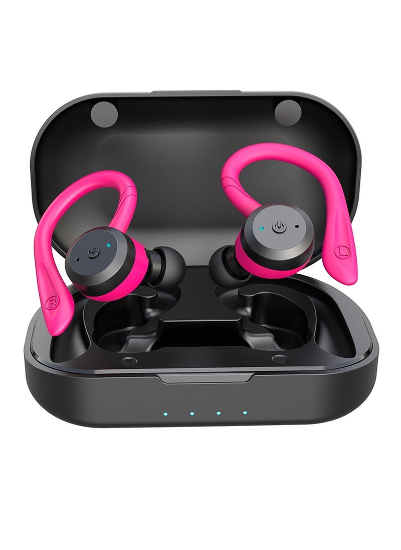 Bluetooth Headphones, True Wireless Earbuds With Charging Case, IPX7 Waterproof Stereo Sound Earphones With Built In Mic, Dual Wear Style Sport Wireless Headset For Sports Running, (1pc, Pink)