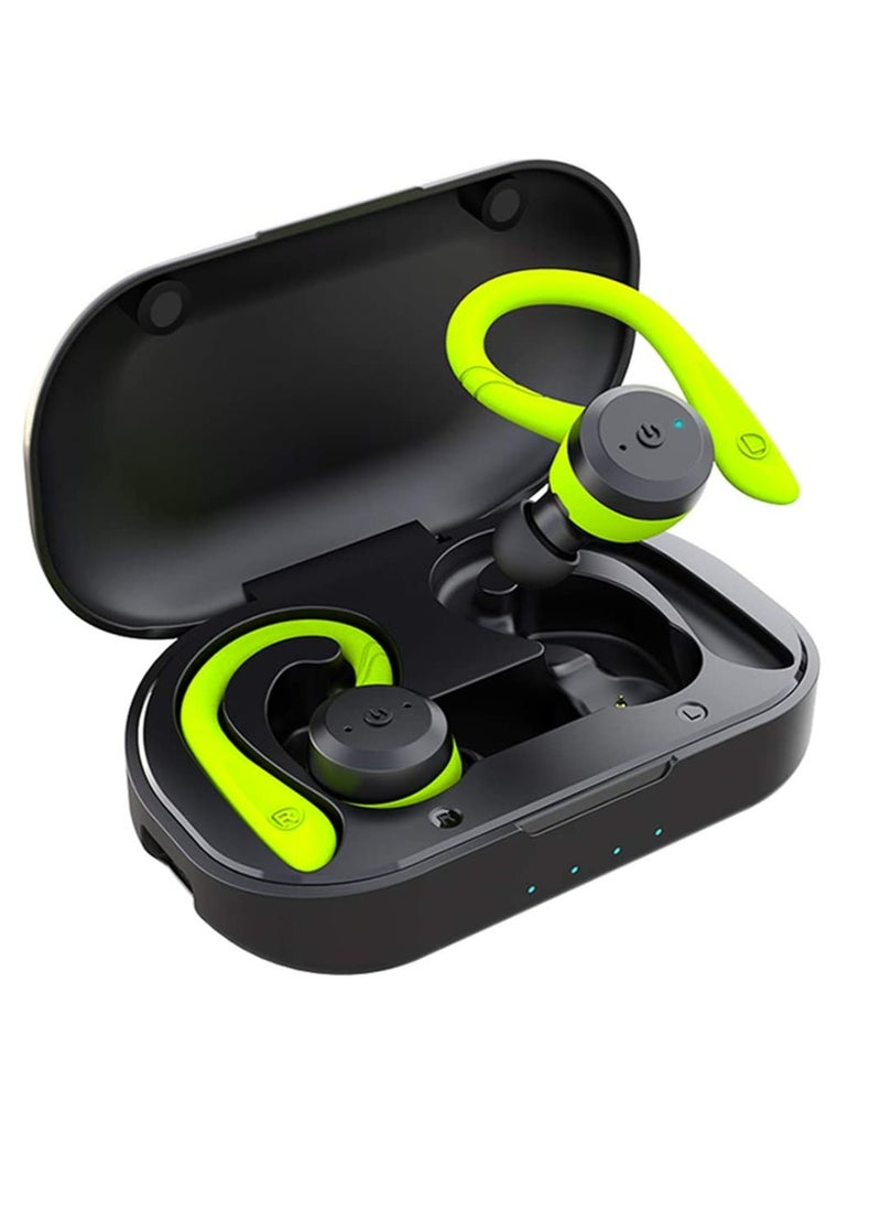 Bluetooth Headphones, True Wireless Earbuds With Charging Case, IPX7 Waterproof Stereo Sound Earphones With Built In Mic, Dual Wear Style Sport Wireless Headset For Sports Running, (1pc, Green)