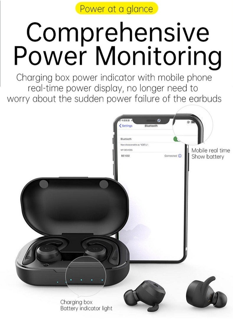 Bluetooth Headphones, True Wireless Earbuds With Charging Case, IPX7 Waterproof Stereo Sound Earphones With Built In Mic, Dual Wear Style Sport Wireless Headset For Sports Running, (1pc, Green)