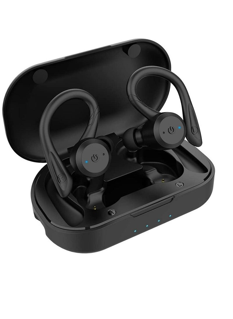 Bluetooth Headphones, True Wireless Earbuds With Charging Case, IPX7 Waterproof Stereo Sound Earphones With Built In Mic, Dual Wear Style Sport Wireless Headset For Sports Running, (1pc, Black)
