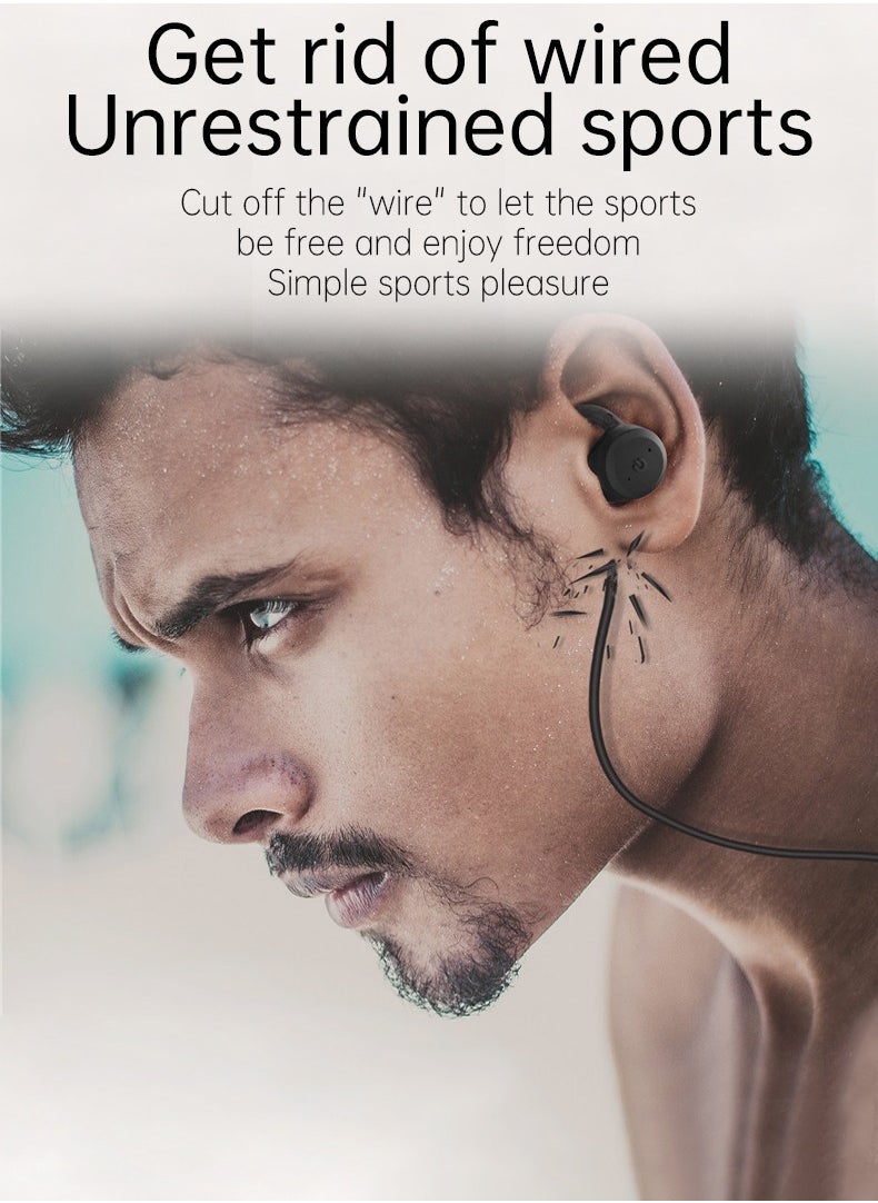 Bluetooth Headphones, True Wireless Earbuds With Charging Case, IPX7 Waterproof Stereo Sound Earphones With Built In Mic, Dual Wear Style Sport Wireless Headset For Sports Running, (1pc, Black)