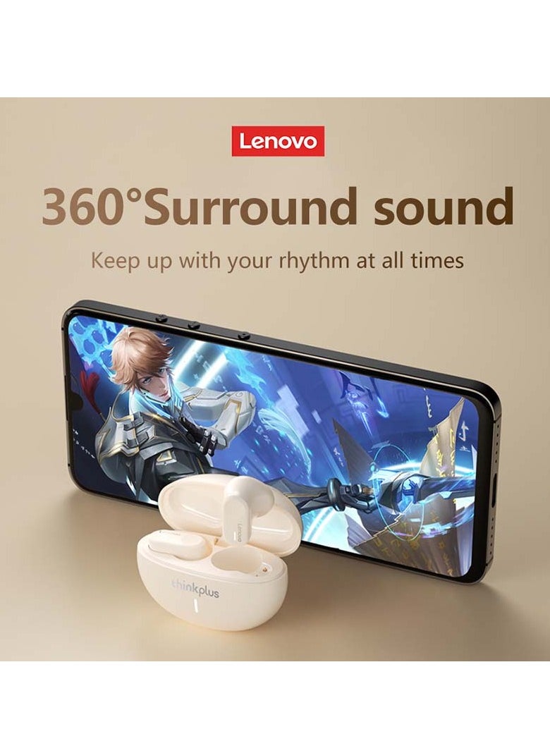 LP19 Bluetooth Earphones, Comfortable Lightweight Wireless Earbuds, HIFI Sound Quality In Ear Sports Headphones, Waterproof Music Headset With Dual HD Microphone, (1pc, Beige)