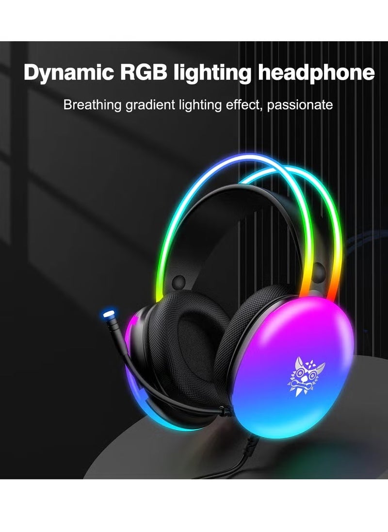 X25 RGB Gaming Headset – High-Quality Stereo Sound, Noise-Canceling Microphone, LED RGB Lights, Comfortable Over-Ear Design, Ideal for Gaming, Streaming, and Communication