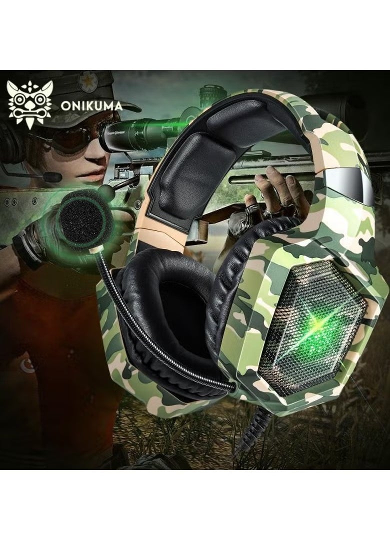 K8 Wired Stereo Gaming Headphones with Mic – High-Quality Sound, Noise-Canceling Microphone, LED Lights, Comfortable Over-Ear Design, Perfect for Gaming, Music, and Virtual Communication