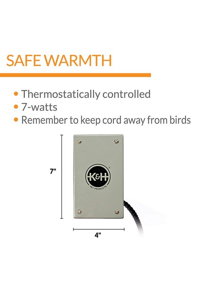 K&H Pet Products Snuggle-Up Bird Warmer, Caged Bird Heater for Medium/Large Exotic Birds Like Cockatoos, Macaws, African Grays, Bird Heater for Cage - Gray Large 4 X 7 Inches