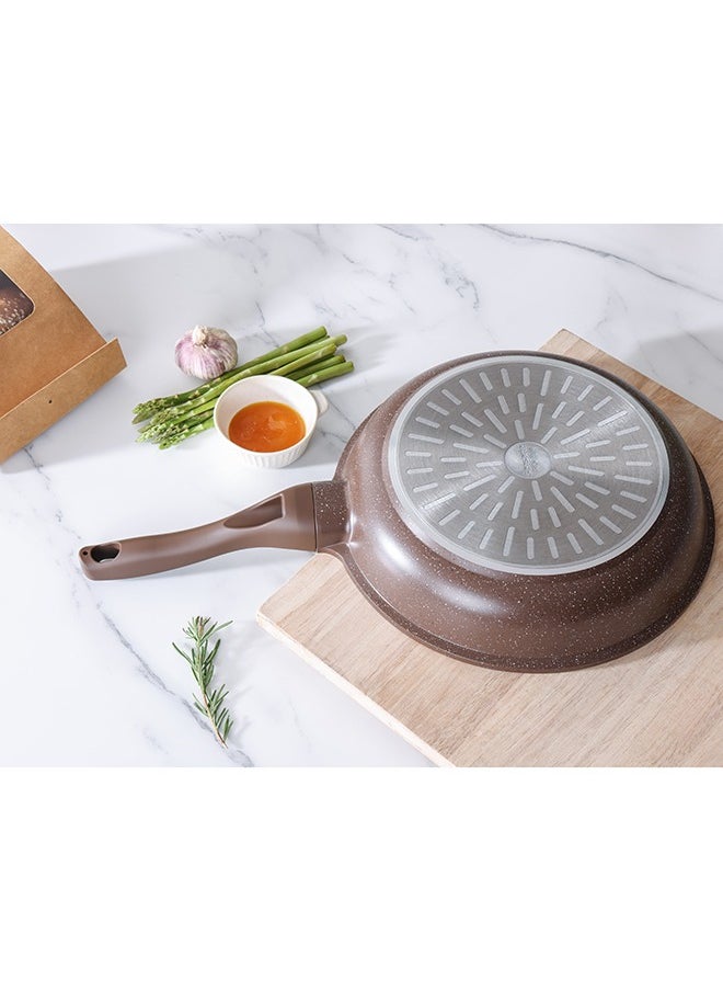 21 Piece Swiss Granite Coating Cookware Set,PFOA/PFOS/APEO Free,1X24Cm Casserole With Lid,1X29Cm Deep Fry Pan With Lid,1X24Cm Fry Pan,1X28Cm Fry Pan,1X16Cm Sauce Pan With Lid,1X20Cm Sauce Pan With Lid,1X28 Grill Pan,Utensils,7 Protector, Toffee Brown