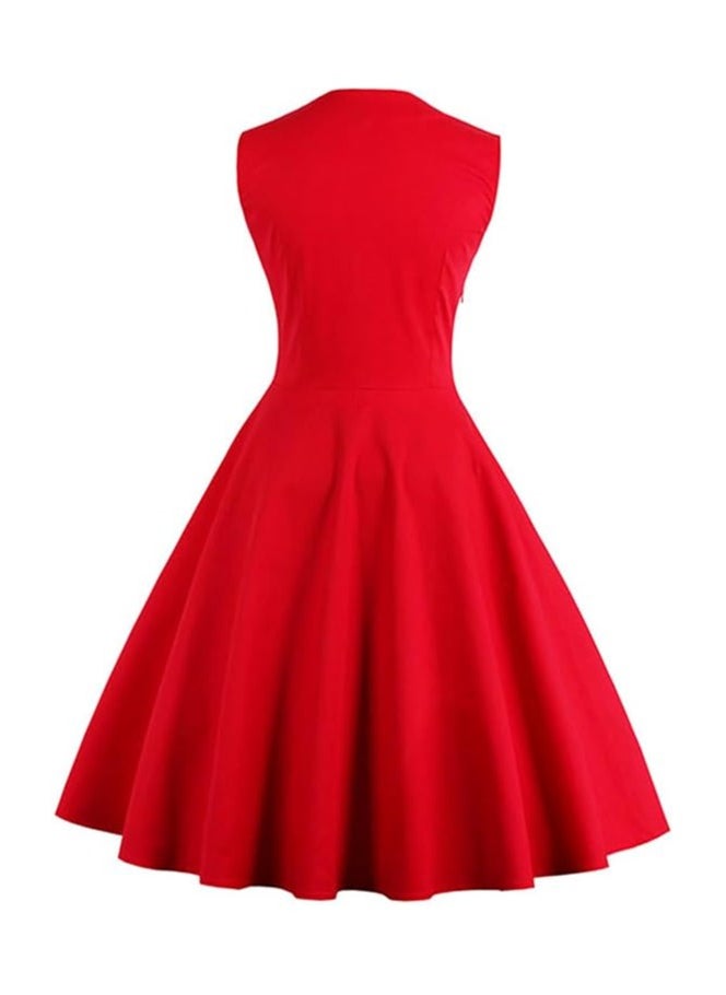 Women's Polka Dot Retro Vintage Style Cocktail Party Swing Dress